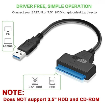 SATA to USB 3.0 Adapter Cable – For 2.5" HDD & SSD