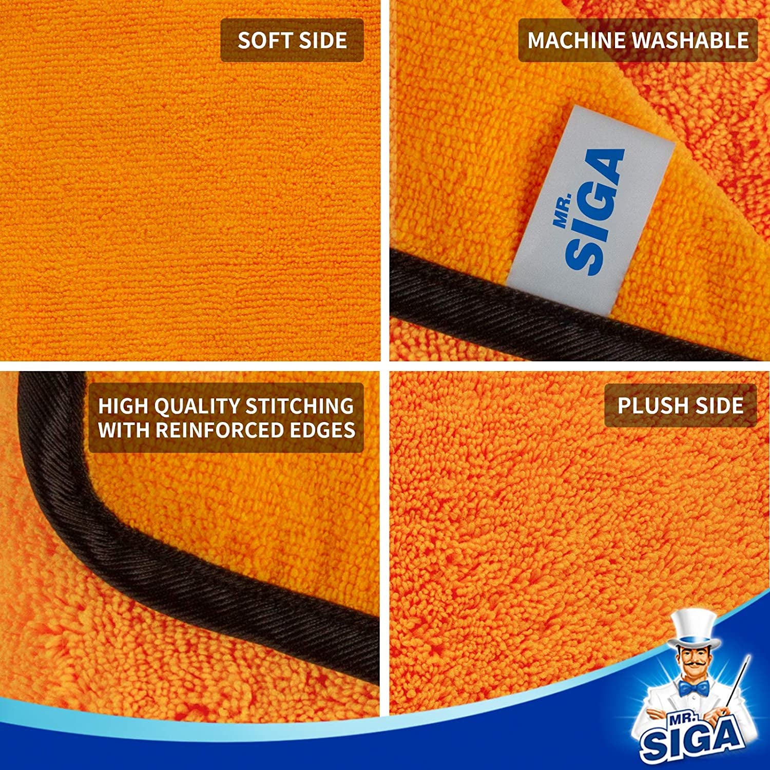 Professional Premium Microfiber Towels for Household Cleaning and Automotive Detailing, Dual-Sided, Gold, 15.7 x 23.6 Inches, Set of 6