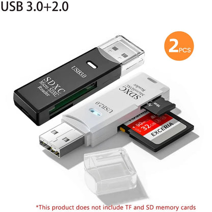 2-in-1 USB 3.0 Card Reader – MiniSD, TF & Flash Drive