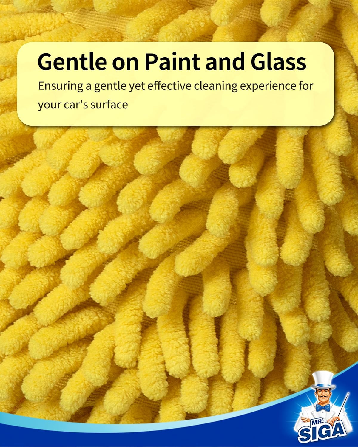 Premium Microfiber Car Wash Mitts, Set of 2, Blue and Yellow