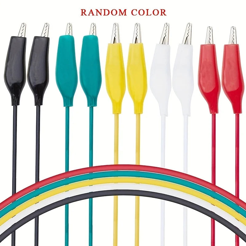 10-Pack Alligator Clip Test Leads – 46cm Double-Ended Crocodile Clips