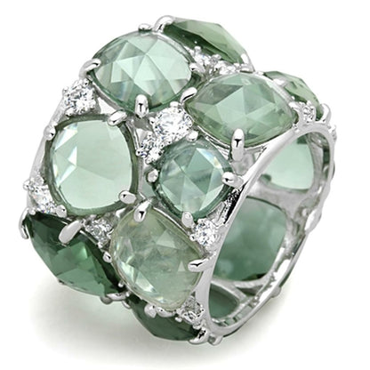 LOS764 Rhodium-Plated 925 Sterling Silver Ring with Synthetic Stone