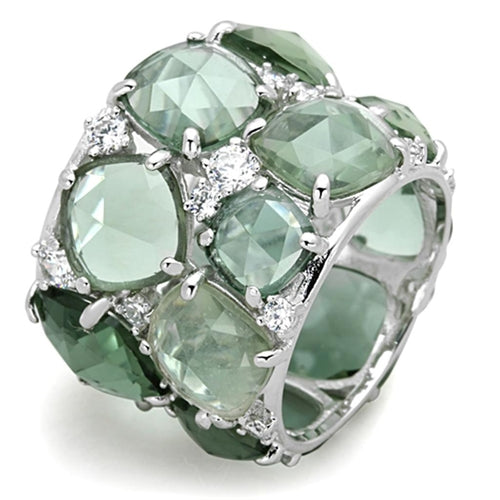 LOS764 Rhodium-Plated 925 Sterling Silver Ring with Synthetic Stone