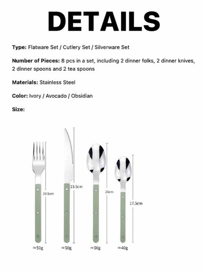 Nordic Bistrot Style 8-Piece Flatware Set – Elegant Cutlery for 2