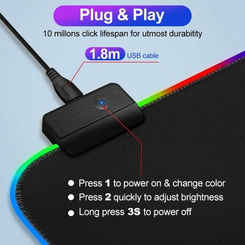 Ninja Dragons RGB Gaming Mouse Pad – Large Size with 1-Touch LED
