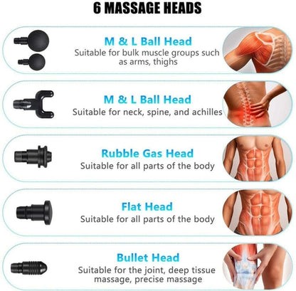 30-Speed Handheld Massager – 6 Interchangeable Heads, Premium Relief