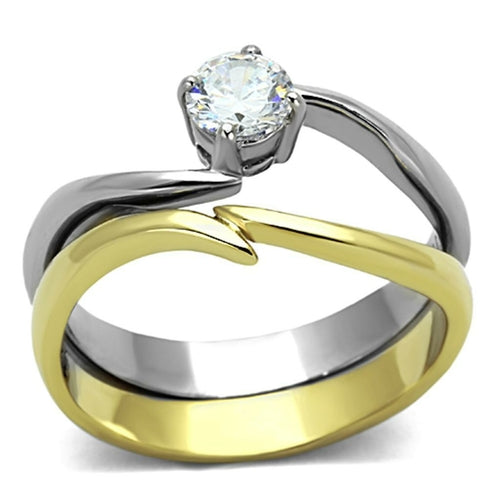 Two-Tone IP Gold Stainless Steel Ring – AAA Grade (TK1092)
