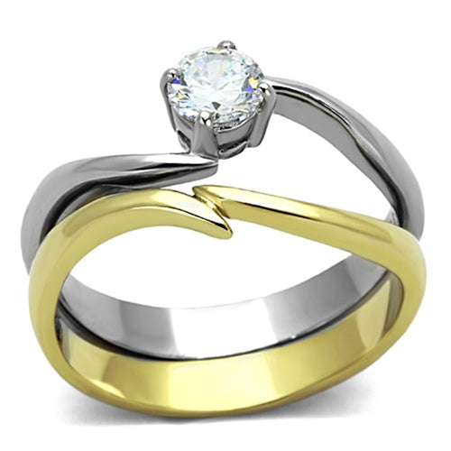 Two-Tone IP Gold Stainless Steel Ring – AAA Grade (TK1092)