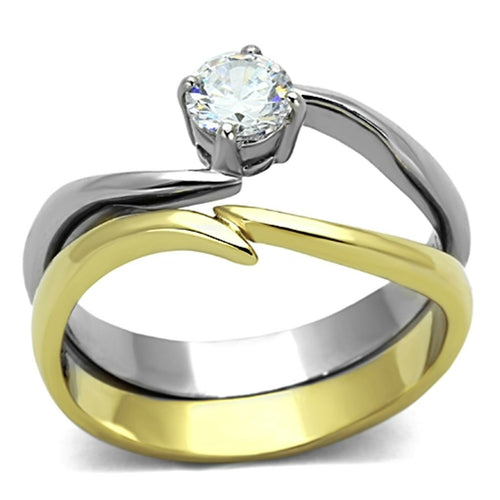 Two-Tone IP Gold Stainless Steel Ring – AAA Grade (TK1092)