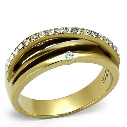 IP Gold Stainless Steel Ring with Top Grade Crystal (TK2611)