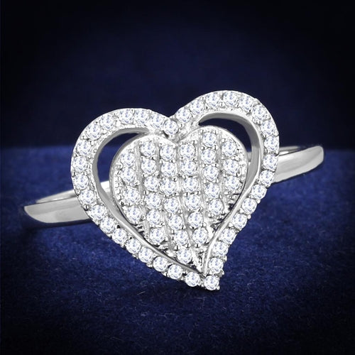 Rhodium 925 Sterling Silver Ring with AAA CZ – Clear (TS192)