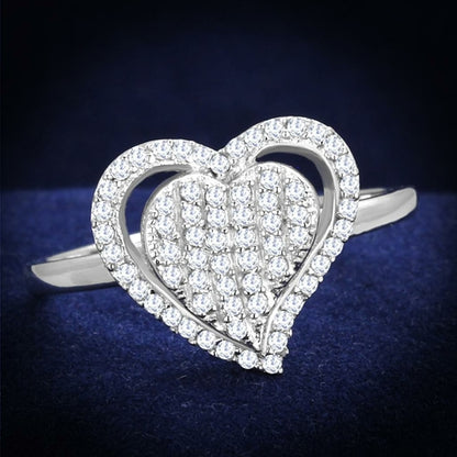 Rhodium 925 Sterling Silver Ring with AAA CZ – Clear (TS192)