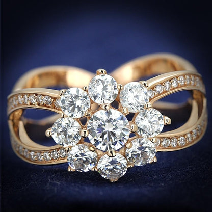 Rose Gold 925 Sterling Silver Ring with AAA CZ – Clear (TS586)